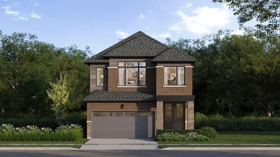 Artist’s concept of a Cornerstone detached home with a two-car garage