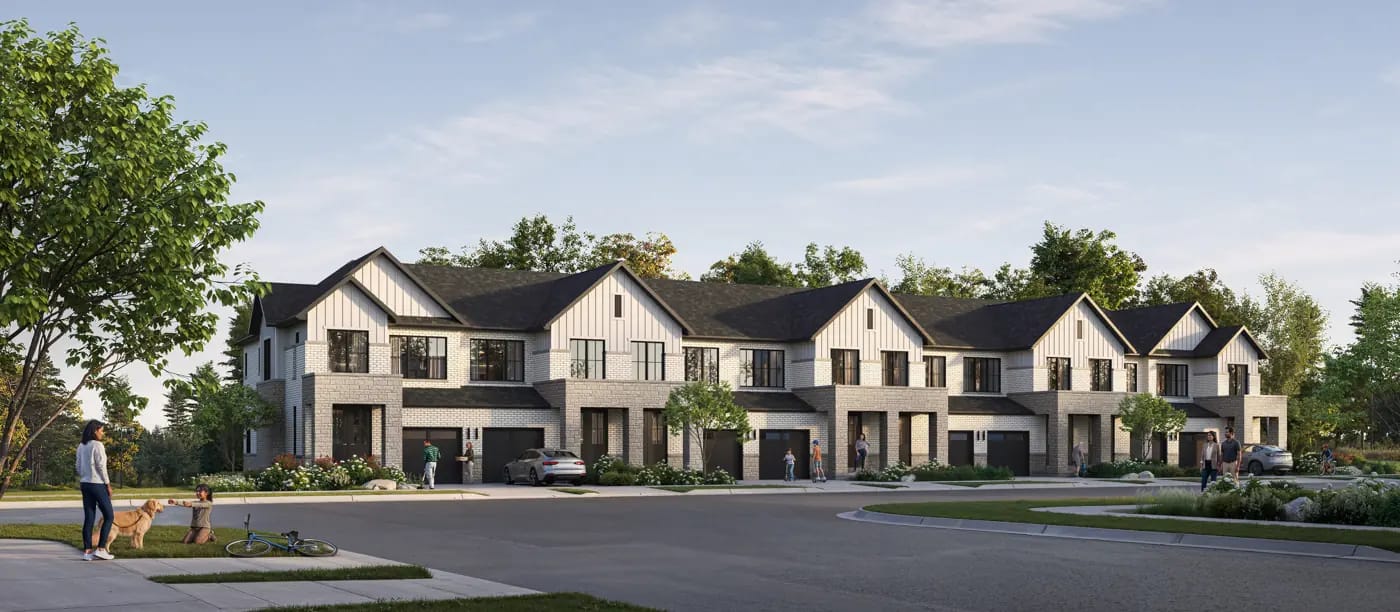 Artist’s concept of traditional Cornerstone townhomes